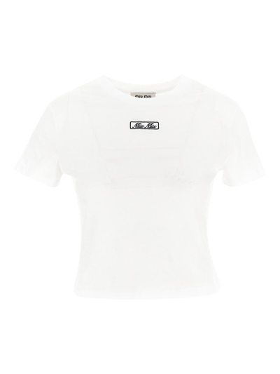 Miu Miu Cotton T-shirt In White
