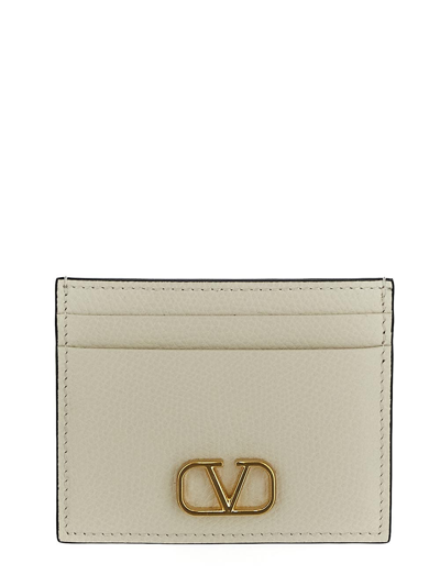 Valentino Garavani Leather Cardholder In Neutral