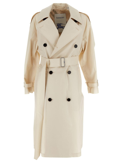 Burberry Double-breasted Cotton Trench Coat In Neutrals