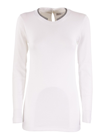 Brunello Cucinelli Monili Insert Crewneck T-shirt In White