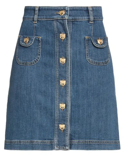 Moschino Woman Denim Skirt Blue Size 6 Cotton, Elastane