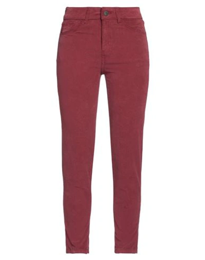 Bsb Woman Pants Burgundy Size 27 Cotton, Elastane In Red