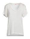 Kontatto Woman T-shirt Ivory Size Onesize Viscose, Elastane, Silk In White