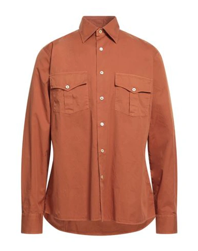 Alessandro Gherardi Man Shirt Tan Size L Cotton In Brown