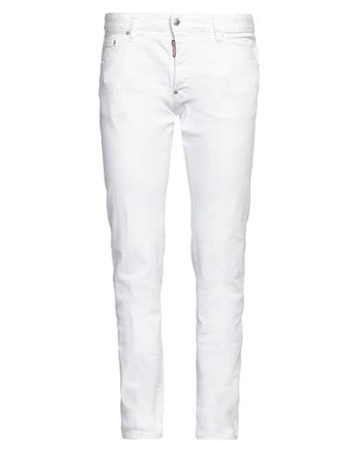 Dsquared2 Man Jeans White Size 38 Cotton, Elastane