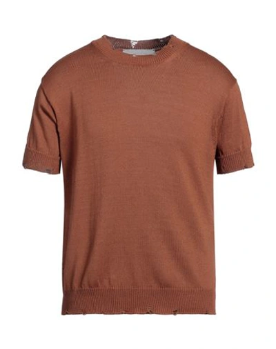 Amaranto Man Sweater Brown Size L Cotton
