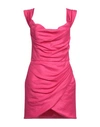 Costarellos Woman Mini Dress Fuchsia Size 8 Linen In Pink