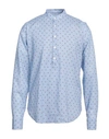 Giannetto Portofino Man Shirt Sky Blue Size 16 ½ Linen, Cotton In Blue