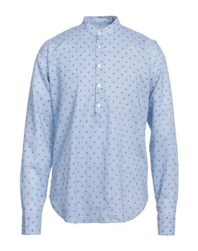 Giannetto Portofino Man Shirt Sky Blue Size 17 Linen, Cotton