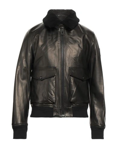 Belstaff Man Jacket Black Size 40 Lambskin, Shearling