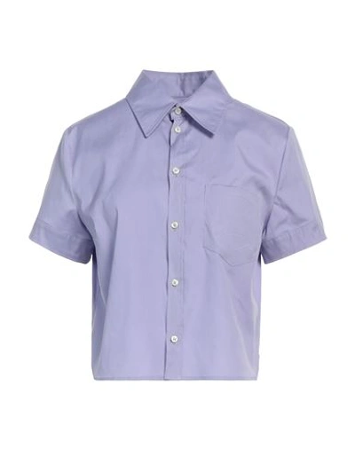 Dsquared2 Woman Shirt Purple Size 10 Cotton, Elastane