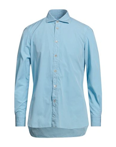 Boglioli Man Shirt Azure Size 15 ¾ Cotton In Blue