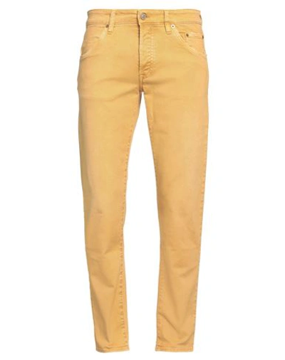 Siviglia Man Denim Pants Ocher Size 33 Cotton, Elastane In Yellow