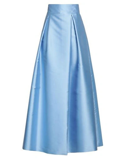 Antilea Woman Maxi Skirt Sky Blue Size 10 Polyester, Silk