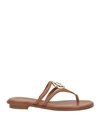 Michael Michael Kors Woman Thong Sandal Camel Size 10 Soft Leather In Beige
