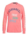 Dsquared2 Man T-shirt Coral Size Xxl Cotton In Red