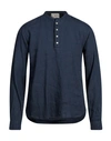 Rossopuro Man Shirt Midnight Blue Size 16 Linen