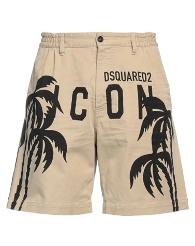 Dsquared2 Man Shorts & Bermuda Shorts Beige Size 36 Cotton, Elastane