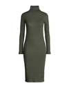 Majestic Filatures Woman Midi Dress Military Green Size 1 Cotton, Modal, Cashmere, Elastane In Green