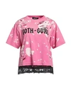 Dsquared2 Fuchsia Worn Effect Logo Print T-shirt With Laced Hem In Magenta