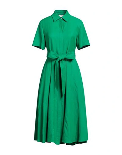 P.a.r.o.s.h P. A.r. O.s. H. Woman Midi Dress Green Size Xs Viscose, Linen