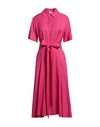 P.A.R.O.S.H P. A.R. O.S. H. WOMAN MIDI DRESS FUCHSIA SIZE M VISCOSE, LINEN