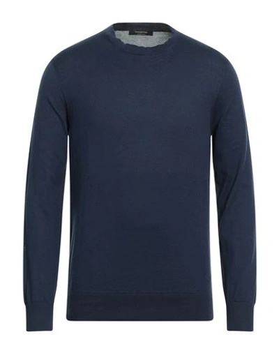 Zegna Man Sweater Navy Blue Size 38 Cotton