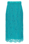 Dolce & Gabbana High-waisted Floral Lace Skirt In Blue