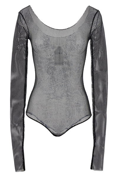 Maison Margiela Mesh Fabric Bodysuit In Black