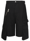 Gcds Black Cotton Bermuda Shorts In Black