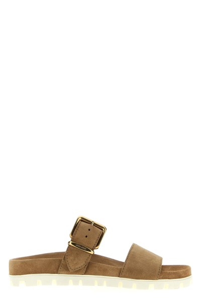 Miu Miu Women Suede Sandals In Cream