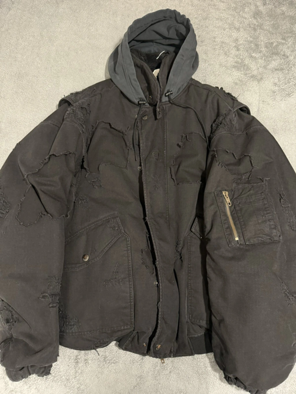 Pre-owned Balenciaga Unity Destroyed Bomber Jacket In Black | ModeSens