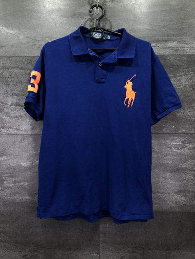 Pre-owned Polo Ralph Lauren X Vintage Polo Ralph Laurent 3 Blue Polo T-shirt Size M