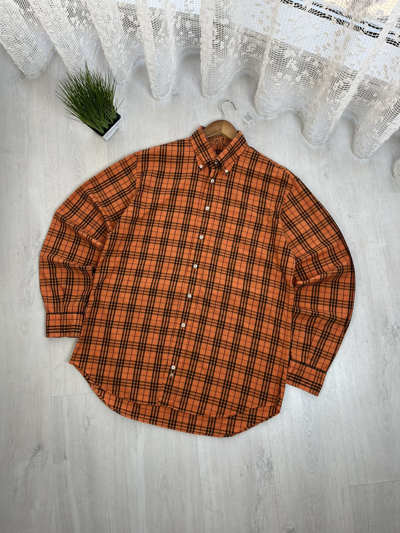 Pre-owned Burberry Vintage  Nova Check Shirt Button Ups In Orange