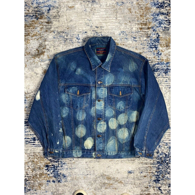 Pre-owned Vintage Custom Circle Bleach Sample Denim Jacket In Blue
