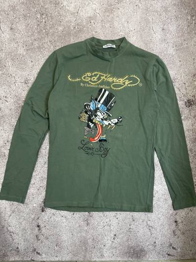 Pre-owned Christian Audigier X Ed Hardy By Christian Audigier Vintage Long Sleeve In Green