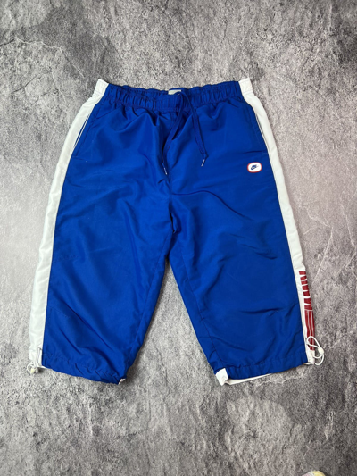 Pre-owned Nike X Vintage Y2k Nike Swoosh Blokecore Drill Nylon Capri Shorts Japan In Blue