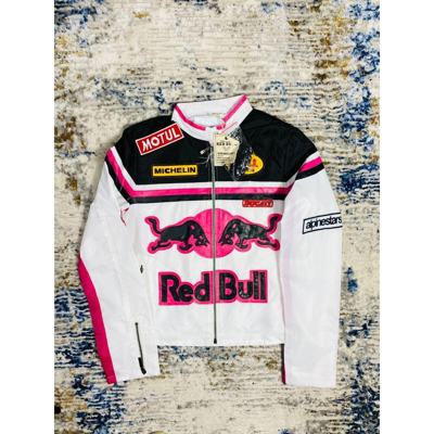 Pre-owned Red Bull Vintage  Paris Jacket Leather Crazy From 90's In White