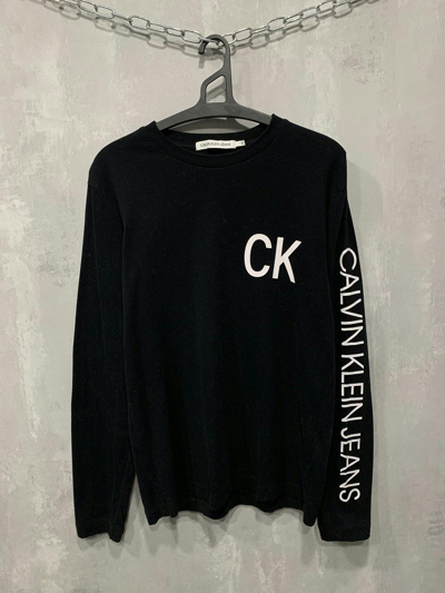 Pre-owned Calvin Klein X Vintage Calvin Klein Long Sleeve Big Logo Y2k In Black