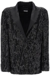 Rotate Birger Christensen Rotate Oversized Sequin-studded Blazer In Black