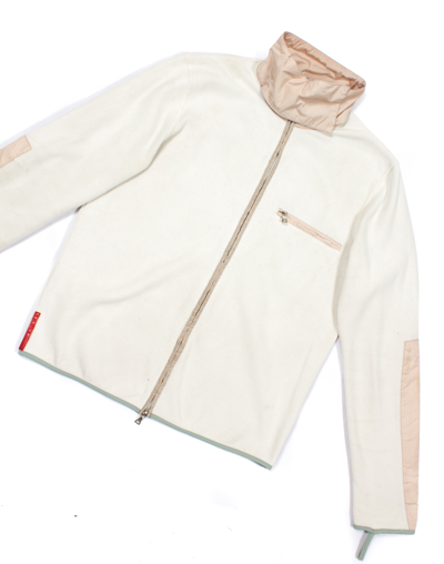 Pre-owned Prada Milky Fleece Full Zip Jacket In White