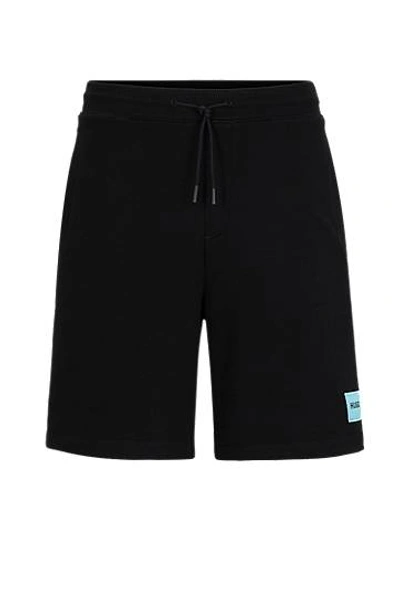 Hugo Boss Cotton-terry Regular-fit Shorts With Logo Label In Multi