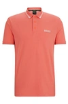 Hugo Boss Cotton-blend Polo Shirt With Contrast Logos In Multi