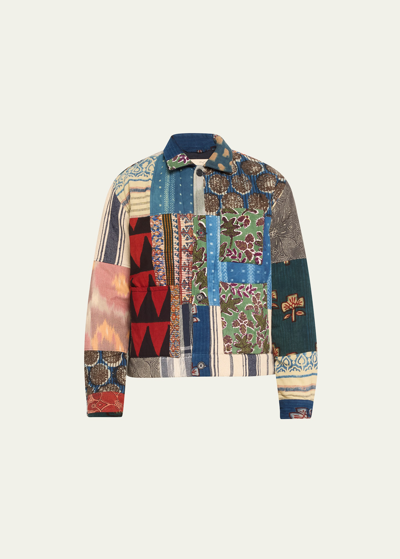 Kardo Men's Multi-pattern Patchwork Chore Jacket