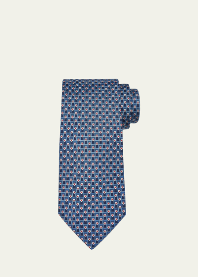 Ferragamo Men's Silk Soccer-print Tie In Fblu Scur