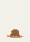 Etro Floral Embroidered Logo Paper Straw Bucket Hat In M0180 Natural