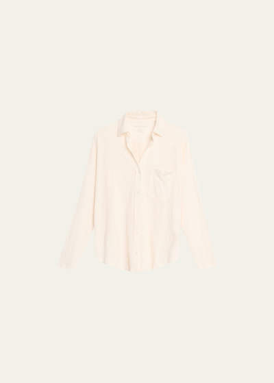 Majestic Stretch Linen Button-front Shirt In 104 Cream