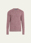 Bergdorf Goodman Men's Cashmere Marled Knit Crewneck Sweater In Burg Wht 22939