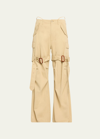 R13 High Waisted Lightweight Cotton Cargo Pants In Lt Khaki