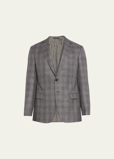 Giorgio Armani Men's Plaid Windowpane Blazer In Multi